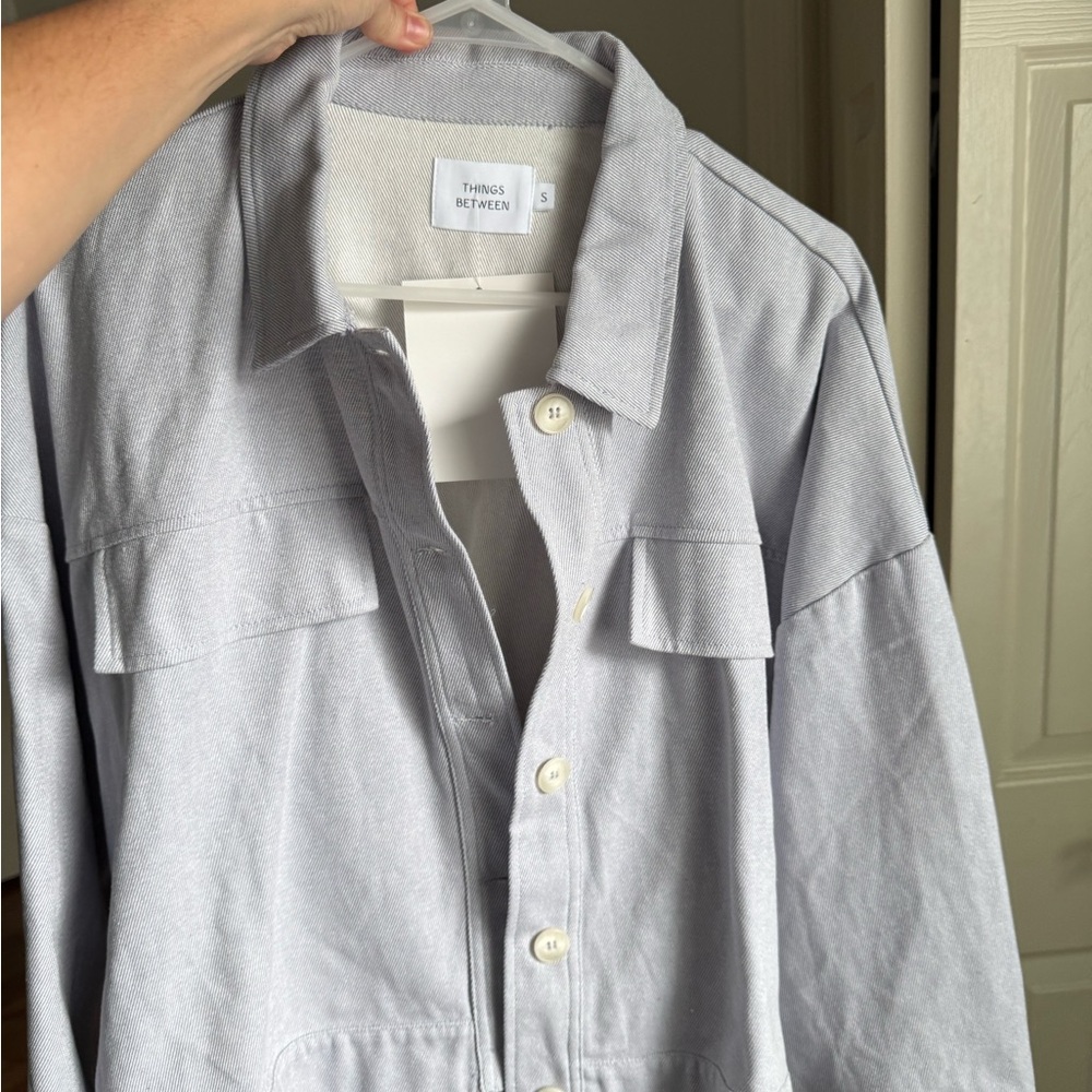Light Gray Purple Twill Jacket